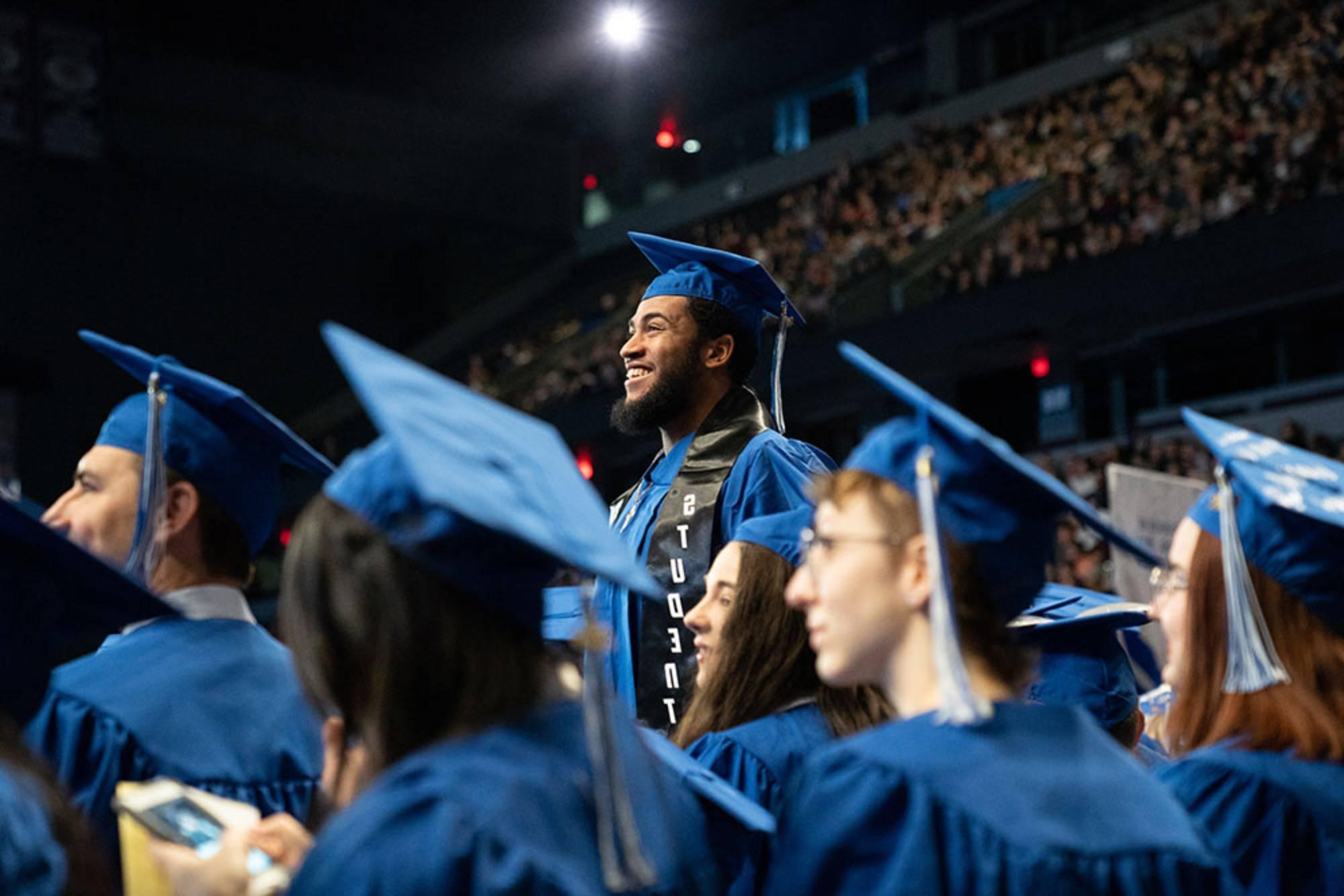 Students participate in a commencement ceremony